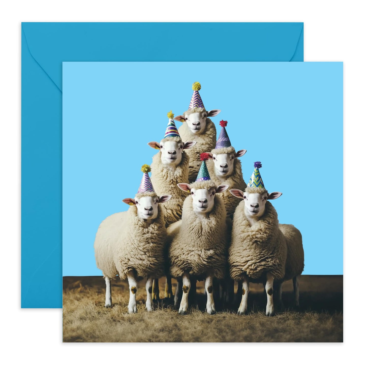 Funny Birthday Card Sheep Pyramid - 'Birthday Sheep Stack' - Gifts for Him, Her, Women, Men, Coworker, Friends, Family - Wooltastic - Comes with Fun Stickers