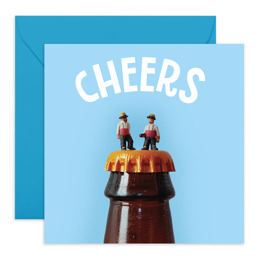 Happy Fathers Day Card Cheers - 'Mini Cheers' Celebrate Dad, Daddy, Men, Husband, Grandad - Thanks Dad - Comes with Fun Stickers