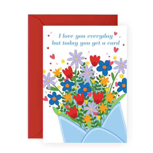 Cute I Love You Card - 'Love You Today' - Gifts for Husband, Wife, Girlfriend, Boyfriend, Married Couples, His, Her - Flowers For You - Comes with Fun Stickers