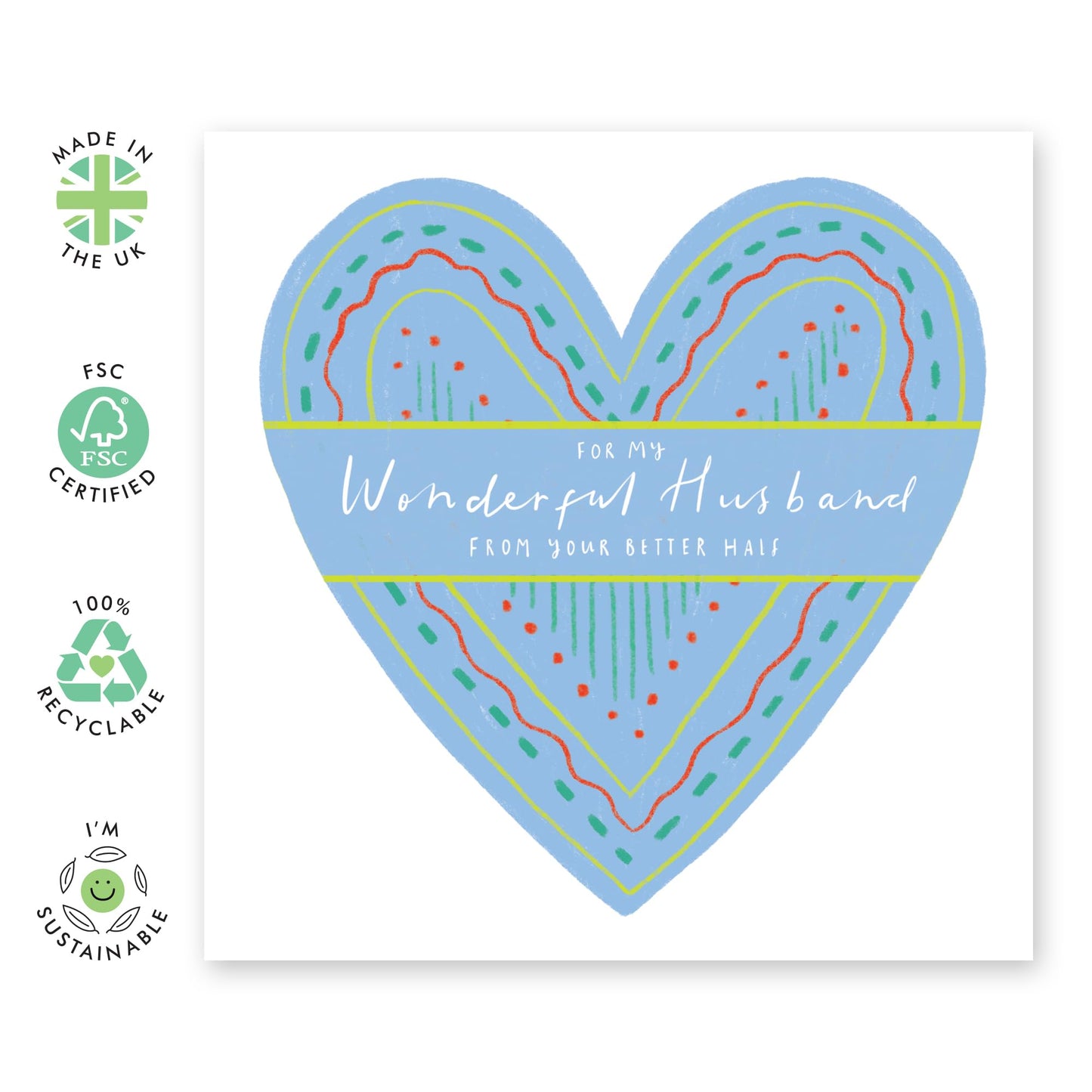 Wedding Anniversary Card For Husband - Wonderful Husband - Anniversary Cards For Couples - Romantic Cards For Him - Greeting Card Gift From Wife Partner Fiance - Comes With Stickers By Central 23