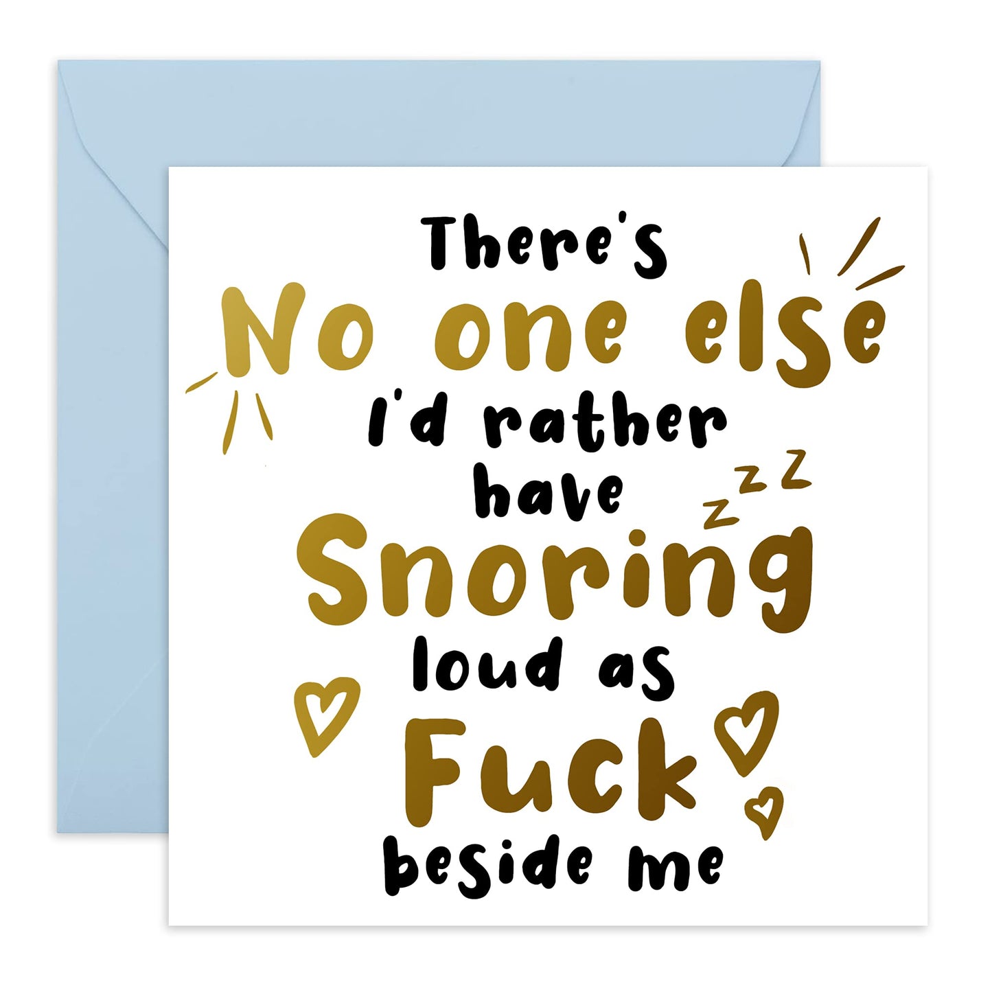 Funny Love Greeting Card – “Snoring Loud” – Anniversary or Valentine’s Day Card for Him, Her, Women, Men, Girlfriend, Boyfriend, Wife, Husband, Spouse, Partner - Comes with Stickers