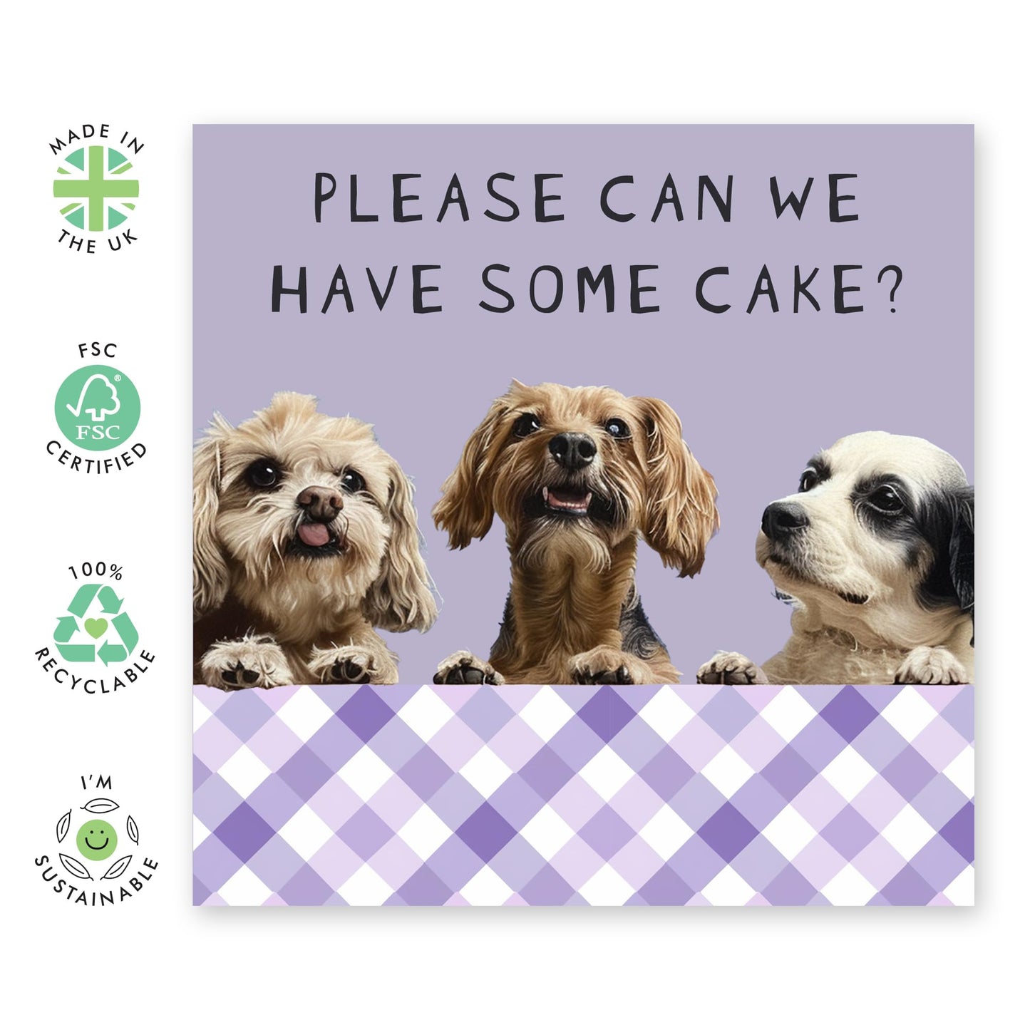 Adorable Birthday Card - 'Smell Birthday Cake' - Greetings for Workmates, Coworkers, Colleagues,Classmates , Best Friend, Mate, BFF & Family - Dogs Waiting - Comes with Fun Stickers