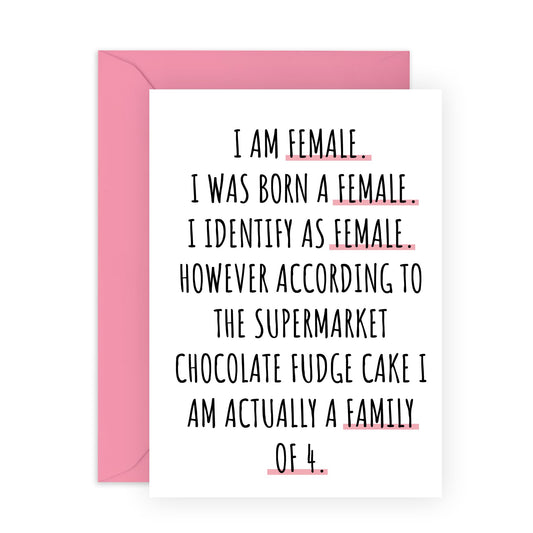 Funny Birthday Card For Women - I Was Born A Female - Humorous Birthday Cards For Girls - Friend Birthday Gifts - Sister Birthday Card - Comes With Stickers - By Central 23