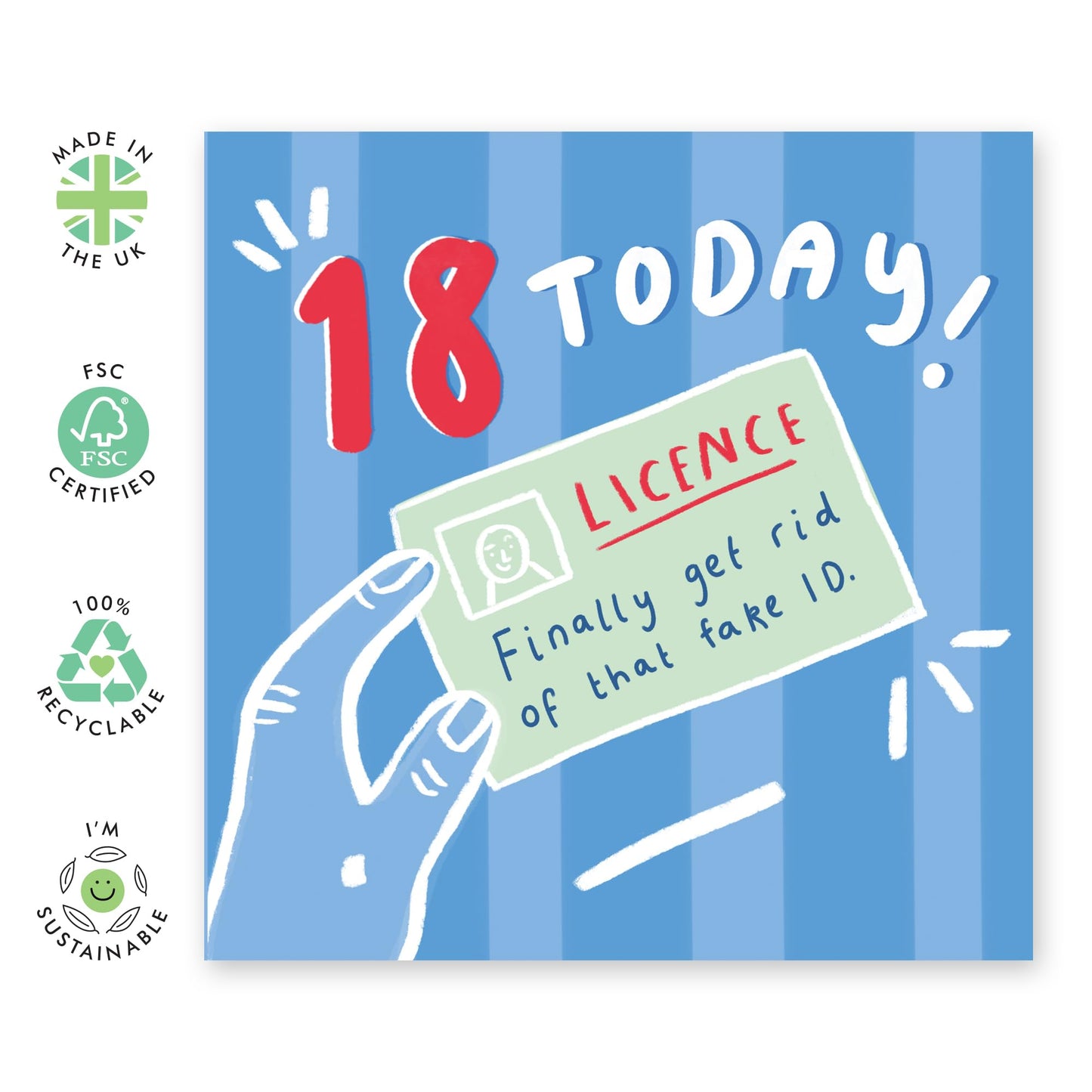 Birthday Greeting Card - '18 TODAY ID' - Perfect for Celebrating the Big 1-8 with a Fun Design - Ideal for Adding a Touch of Joy and Excitement to an 18th Birthday - Comes With Stickers By Central 23