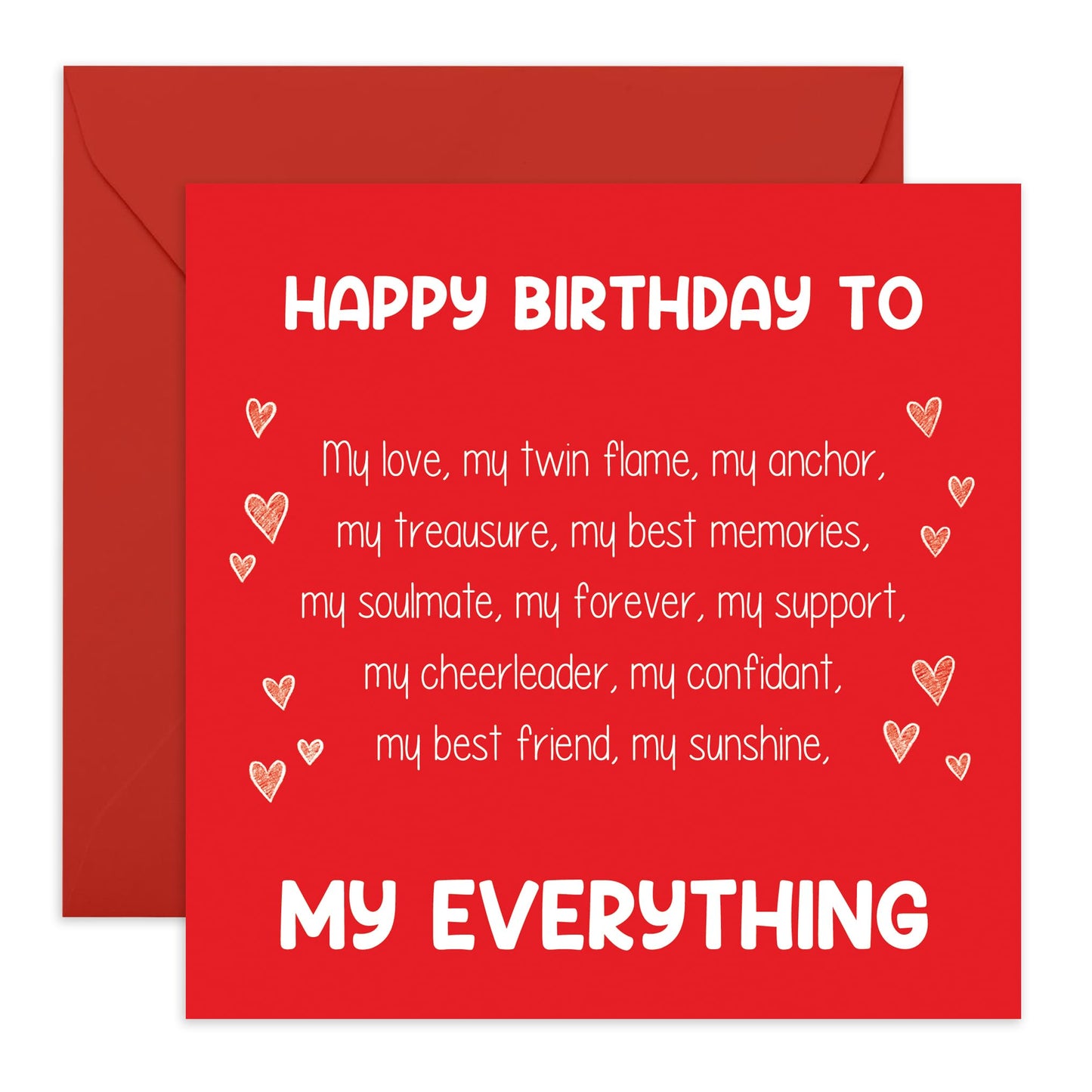 Romantic Birthday Card - "Happy Birthday to My Everything" - Heartfelt Love Greeting Card for Partner, Husband, Wife, Boyfriend, or Girlfriend- Comes with Fun Stickers