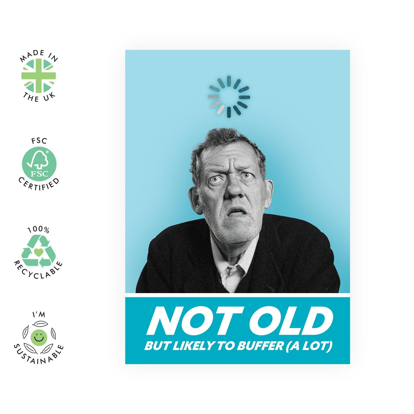 Birthday Greeting Card - 'NOT OLD JUST BUFFER' - Perfect for Celebrating with a Fun and Fit Twist - Ideal for Adding a Light-Hearted Touch to Milestone Muments - Comes With Stickers By Central 23