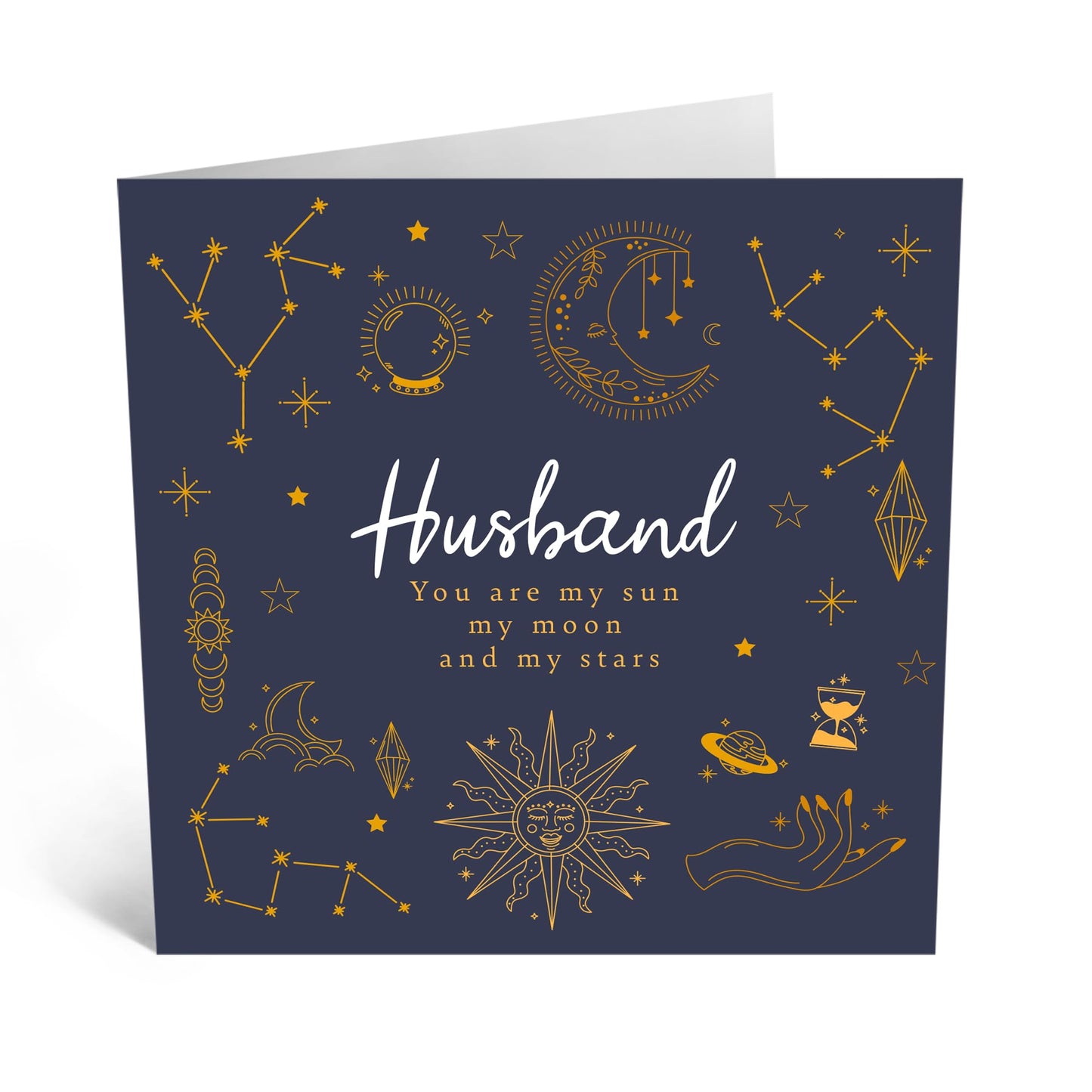 Romantic Greeting Card - 'HUSBAND MOON STARS' - Perfect for Celebrating Love and Appreciation with a Whimsical Touch - Ideal for Partners Spouses Couples Husband - Comes With Stickers By Central 23