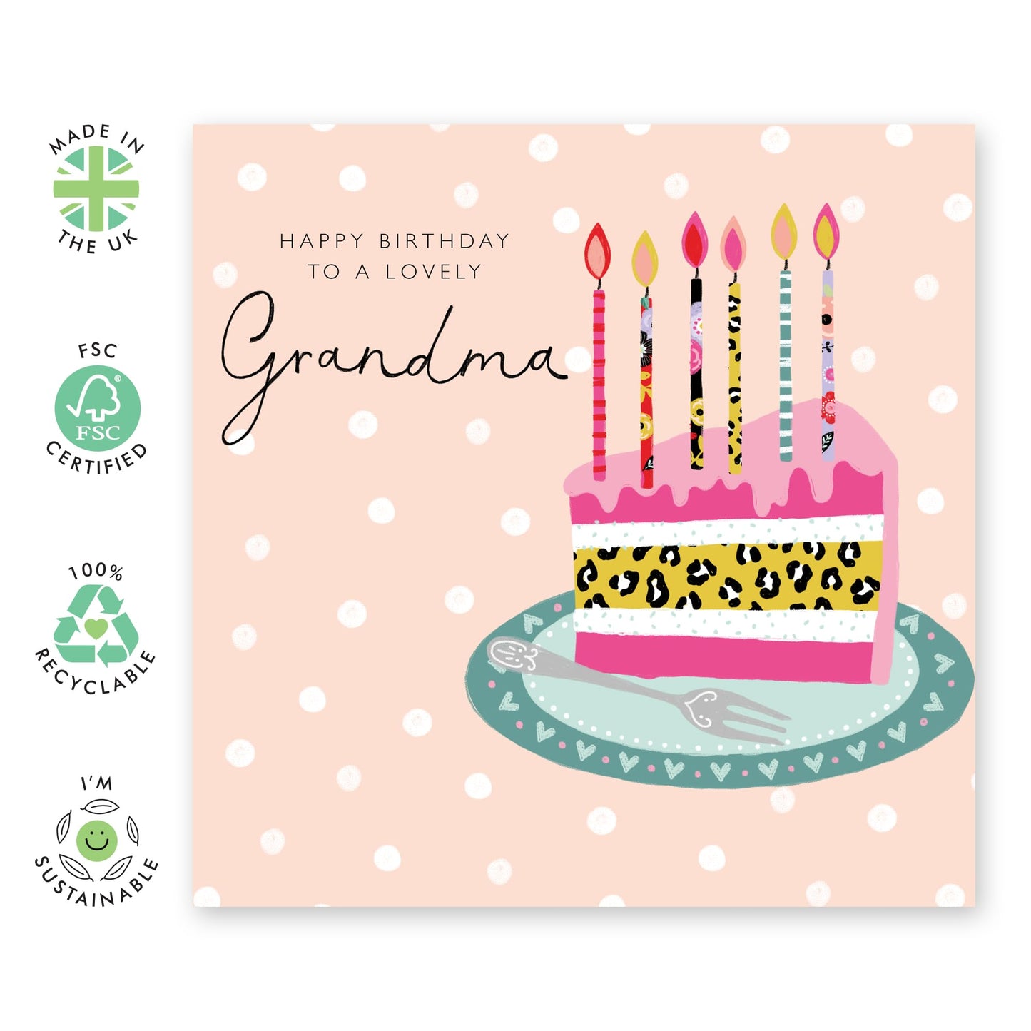 Happy Birthday Grandma Card - Mothers Day Card For Grandmother - Bday Cake And Trendy Patterns - Nana Birthday Card - Grandma Gifts For Her Women - Comes With Stickers By Central 23