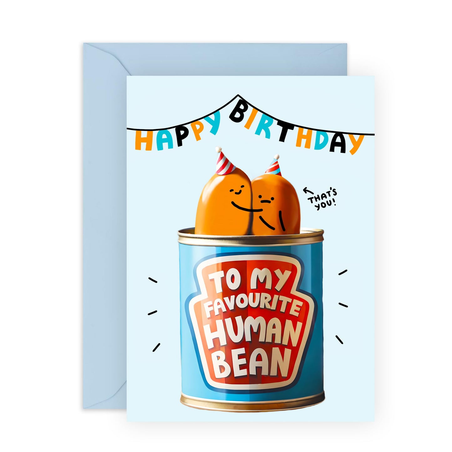 Birthday Card - 'FAVOURITE HUMAN BEAN' - Perfect for Celebrating Someone Special with a Touch of Affection and Fun - Ideal for Birthdays and Adding a Personal Touch - Comes with Stickers by Central 23