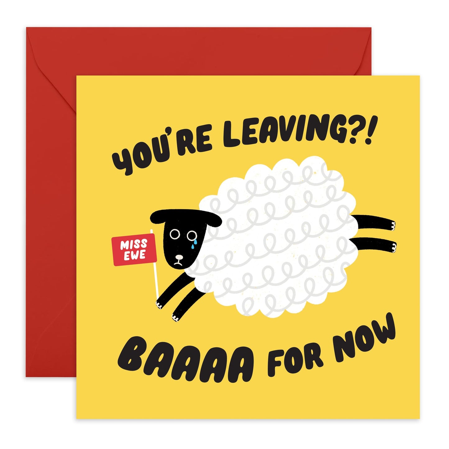 Congratulations On Your New Job Card - Baaa For Now - You're Leaving - Animal Congrats Greeting Card For Husband Wife Son Daughter Boyfriend Girlfriend - Comes With Stickers - By Central 23