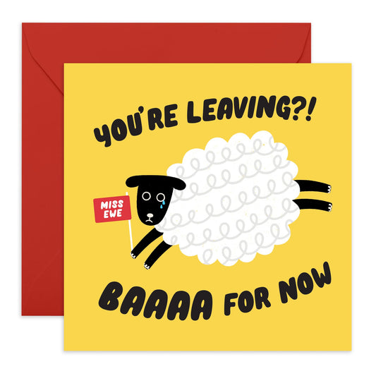 Congratulations On Your New Job Card - Baaa For Now - You're Leaving - Animal Congrats Greeting Card For Husband Wife Son Daughter Boyfriend Girlfriend - Comes With Stickers - By Central 23