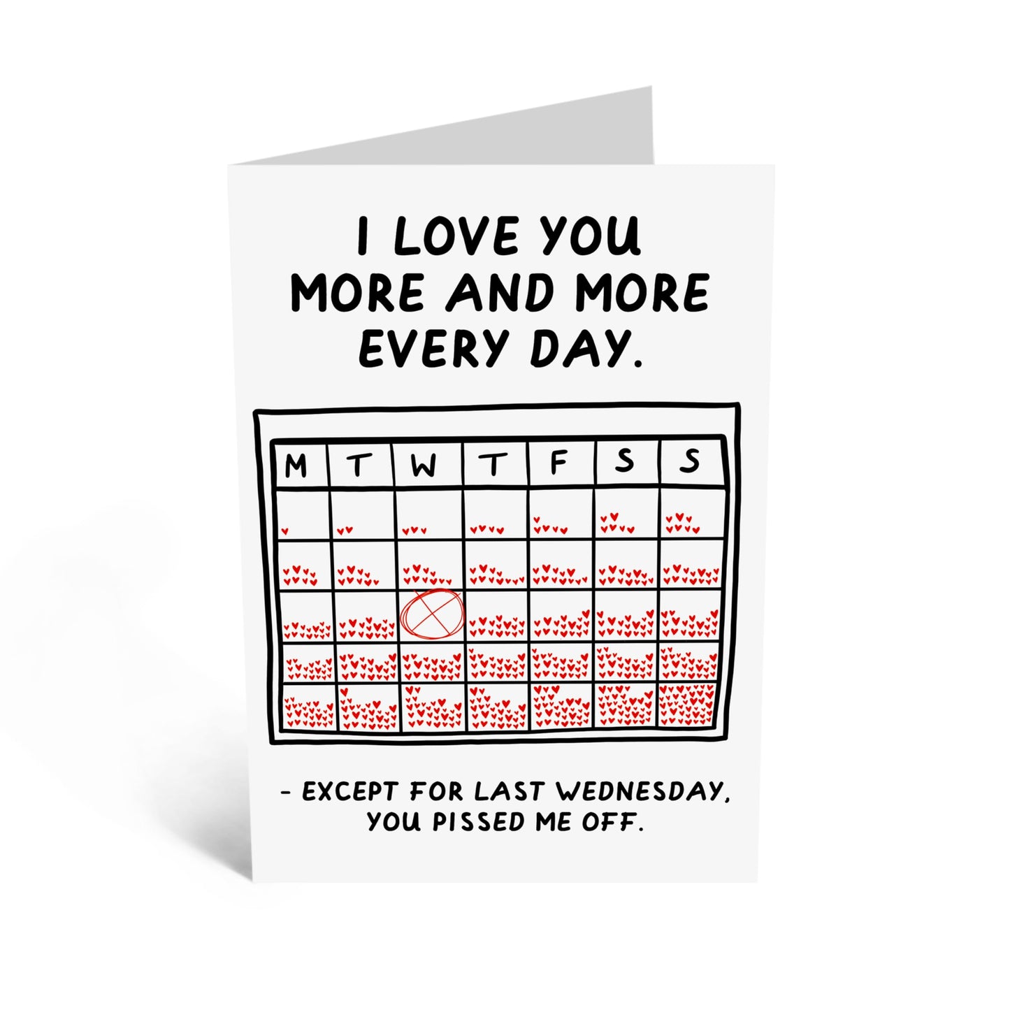 Happy Anniversary Husband Card - 'I Love You More Everyday Except Wednesday' - Funny Valentines Day Cards For Kids Girls Boys Boyfriend Girlfriend - Love Gifts For Her Him - Comes With Cute Stickers