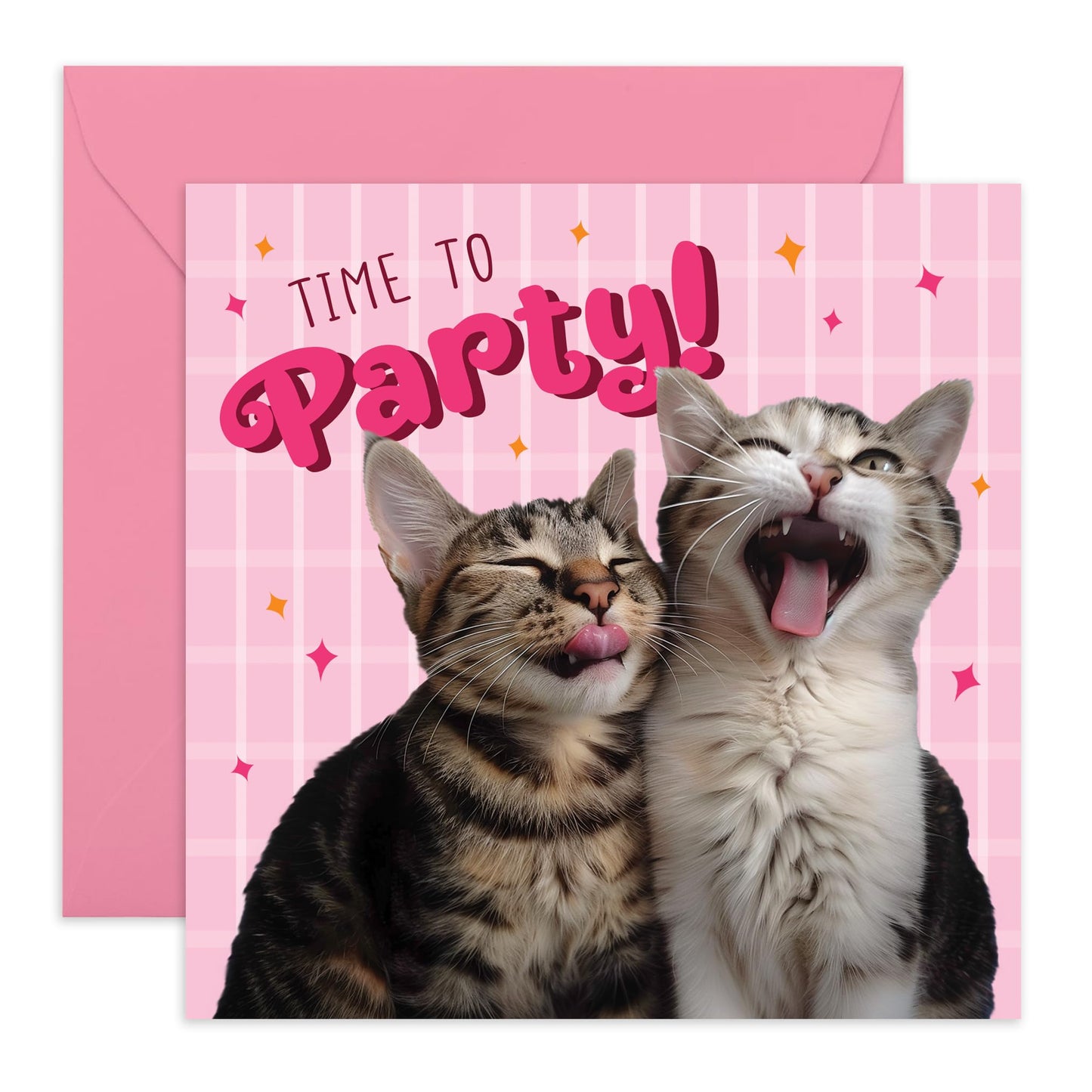 Birthday Greeting Card - 'TIME TO PARTY CATS' - Perfect for Celebrating with Fun and Feline Flair - Ideal for Cat Lovers Ready to Enjoy a Purr-fectly Good Time - Comes With Stickers By Central 23