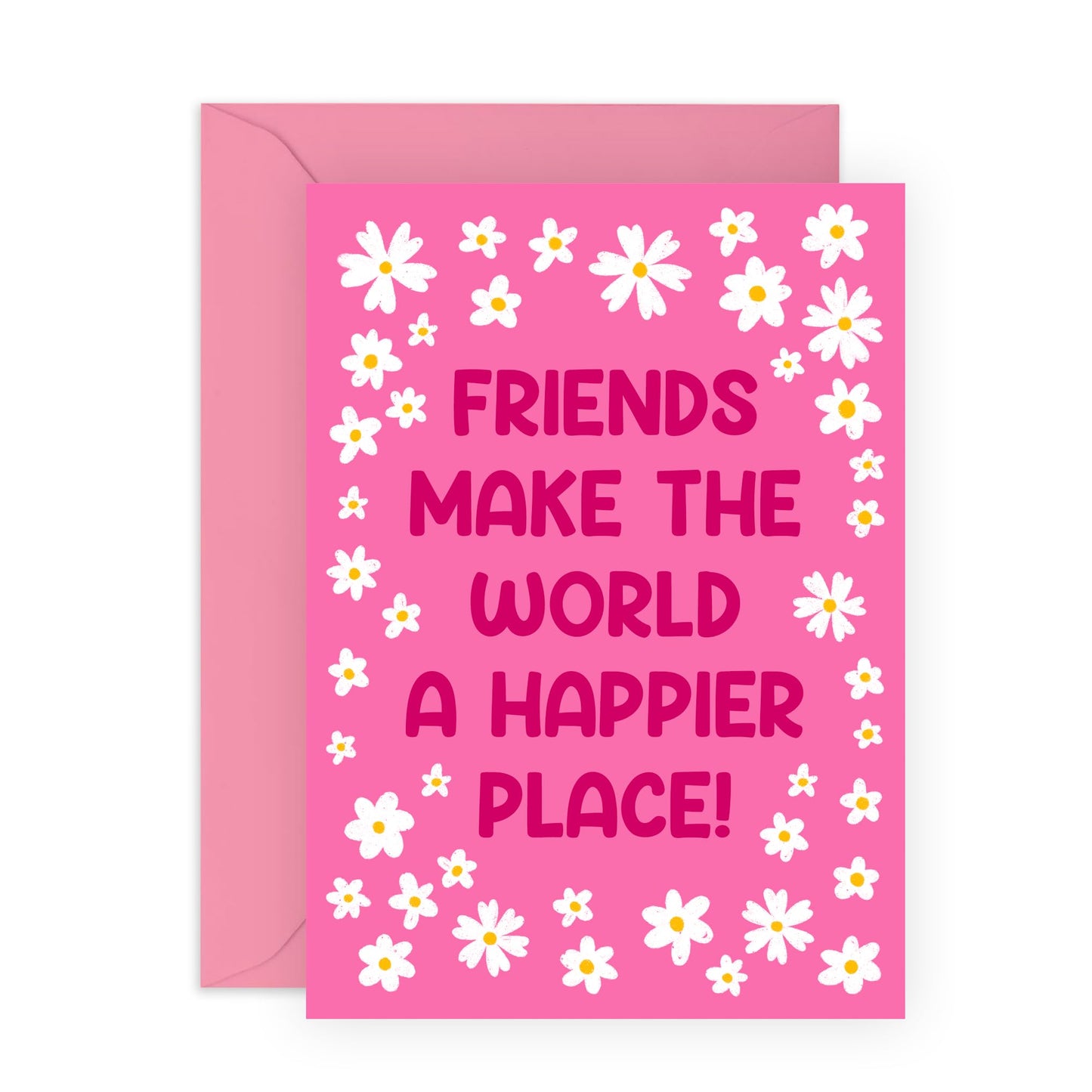 Lovely Birthday Card About Friendship - 'Friends Happier Place Flowers' - Bestie, Girlfriends, BFF, Her, Sister, Sis, Partners - Happy, Caring & Supporting - Comes with Fun Stickers