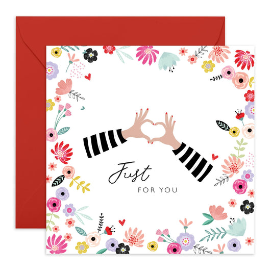 Anniversary Card For Husband Wife - Just For You - Floral Love Greeting Card With Envelopes - Friend Birthday Cards For Women Men - Comes With Stickers By Central 23
