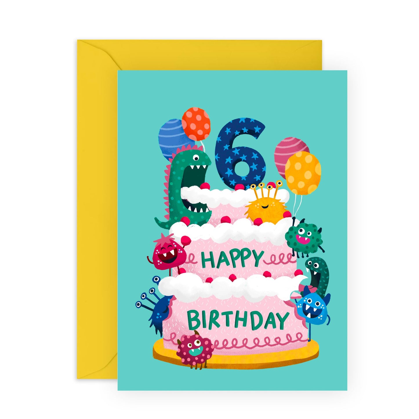 6th Birthday Card Boy Girls - Monster Age 6 - Happy Birthday Card For Kids - Sixth Bday Milestone Gifts For Son Daughter Nephew Niece Grandson - Age Six - Comes With Stickers By Central 23
