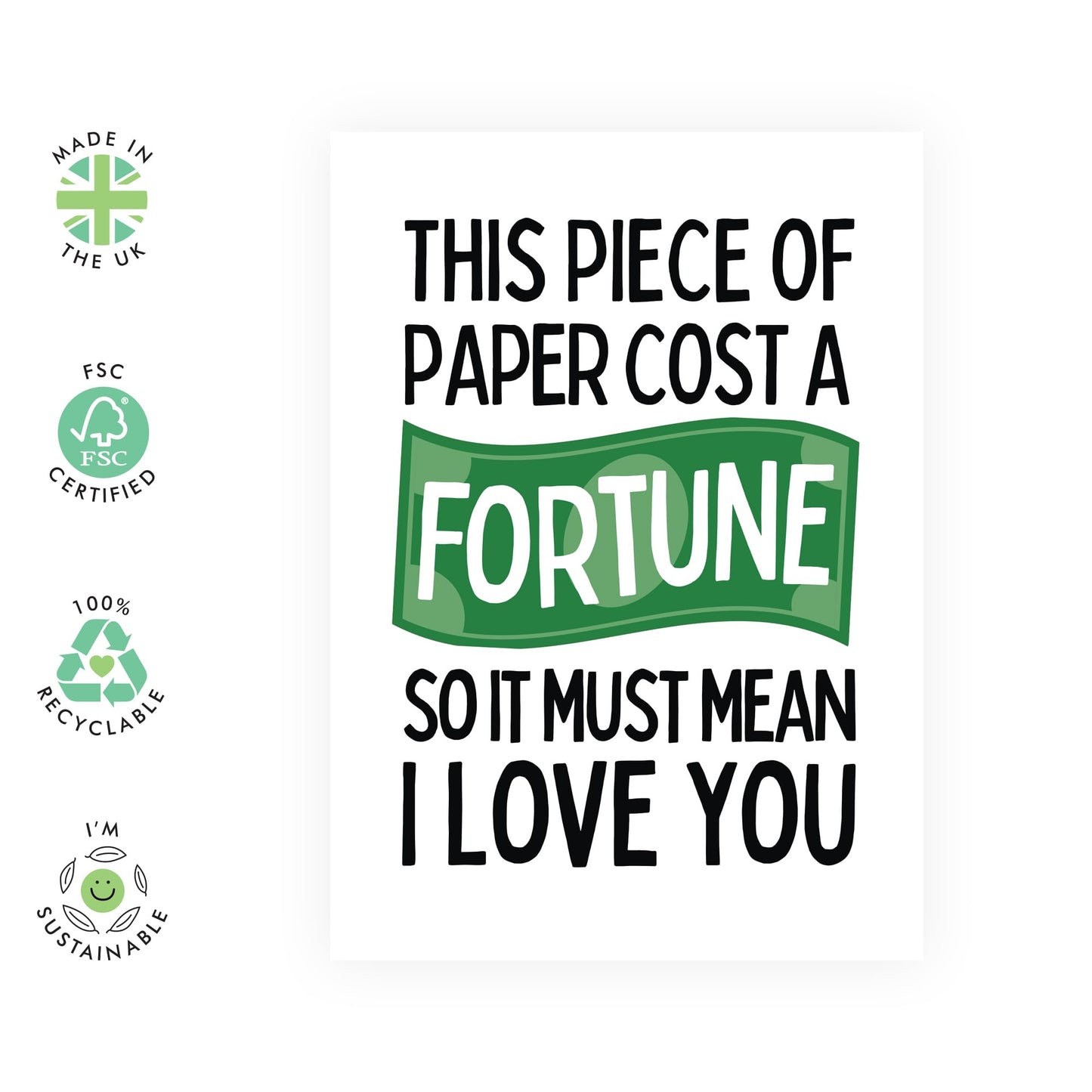 Funny Love Card - 'Cost A Fortune' - Romantic Valentines Day Gifts for Boyfriend, Husband, Wife, Girlfriend, Partner, Other Half - You Mean A Lot - Comes with Fun Stickers