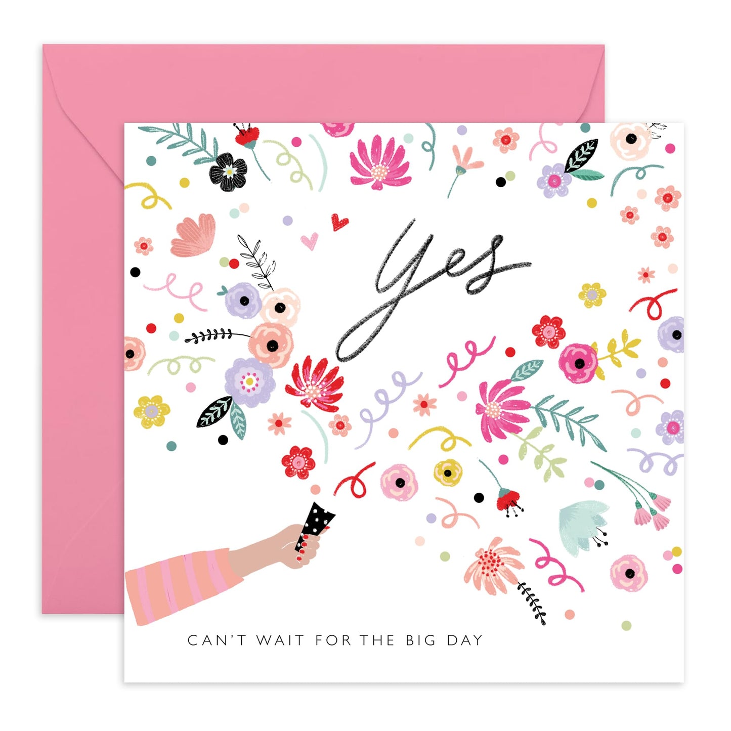 Wedding Reply Card From Guest - Yes Big Day Confetti - Wedding Acceptance Card - Rsvp Reply Card From Bridesmaid Groomsman - Wedding Invitations Groom Bride - Comes With Fun Stickers By Central 23