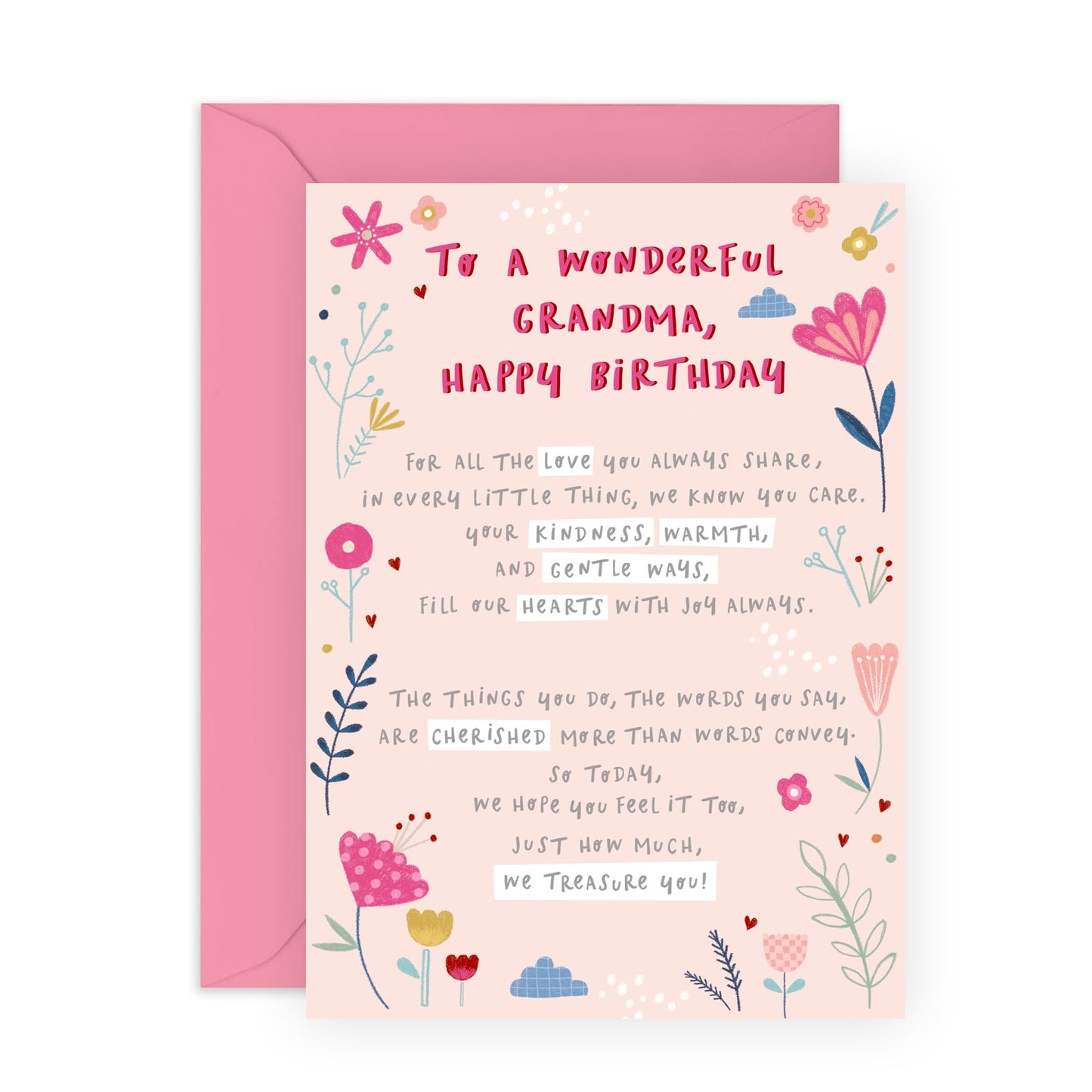Beautiful Birthday Card for Grandma - Thoughtful Floral Design for Wonderful Nan, Her, Grandparent, Family - Heartfelt Birthday Greetings for Granny