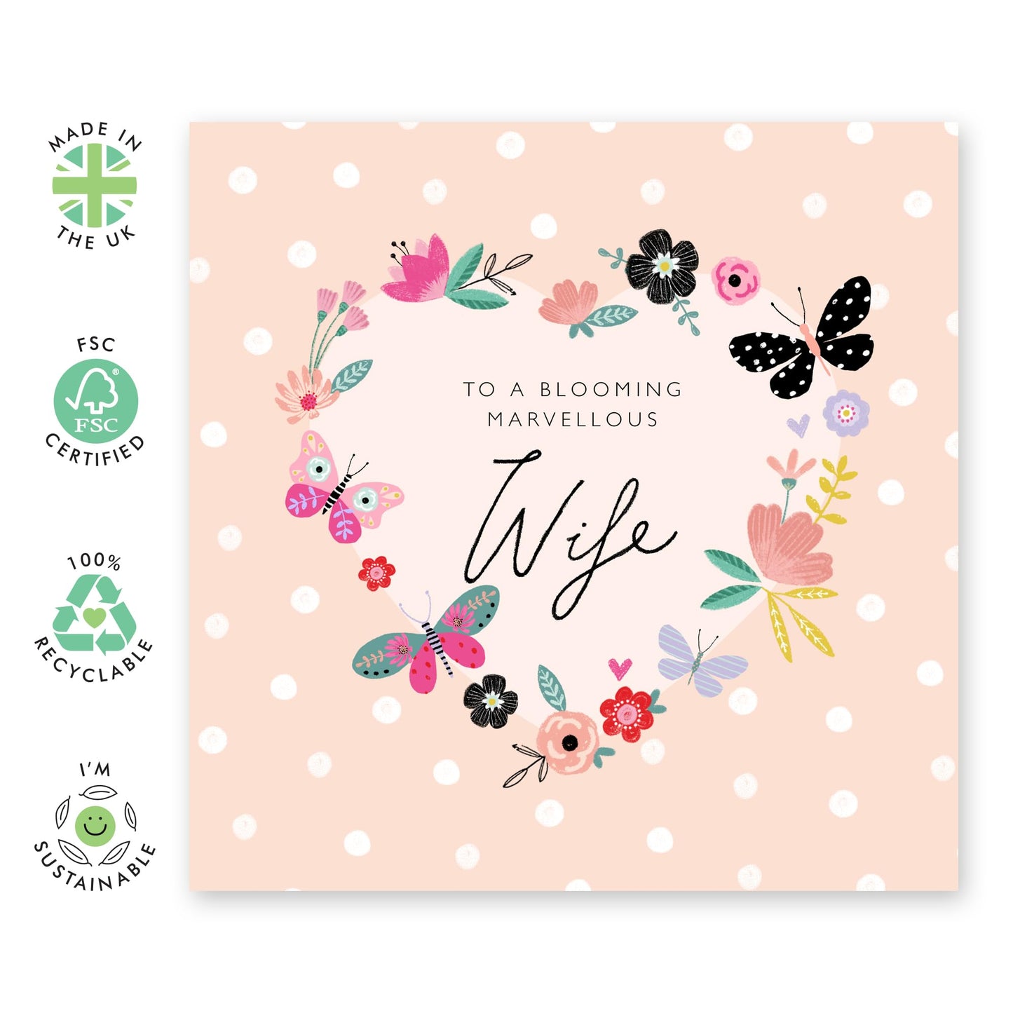 Floral Birthday Cards And Envelopes - Butterfly Flower Cards For Wife - To A Blooming Marvelous Wife - Sweet Anniversary Cards For Women - Gifts For Her - Comes With Stickers By Central 23