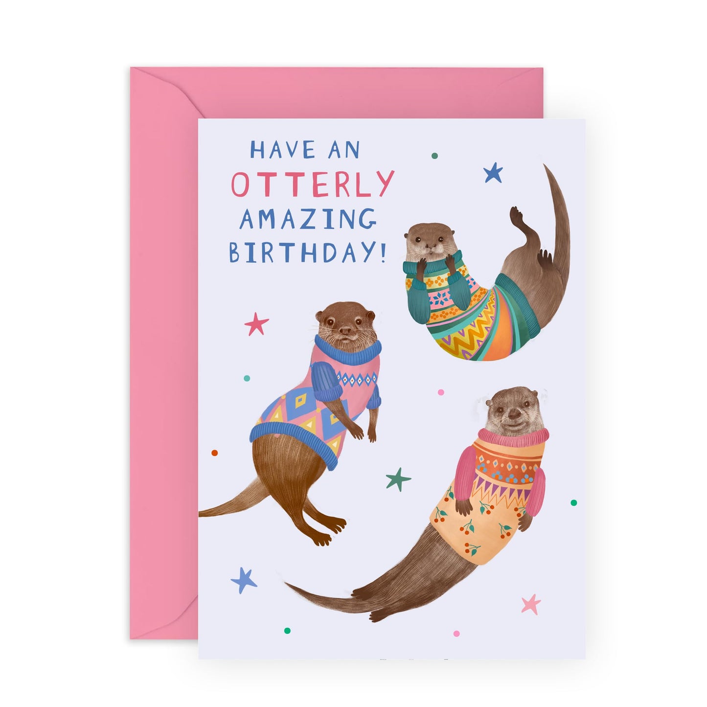 Birthday Greeting Card - 'OTTERLY BIRTHDAY' - Perfect for Celebrating with a Splash of Fun and Humor - Ideal for Him Her Friends Animal Lovers Who Enjoy a Good Pun - Comes With Stickers By Central 23