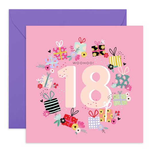 18th Birthday Card - 18 Present Garland - Gifts For Girls Niece Daughter - From Mum Dad - Happy Eighteenth Birthday Cards - Bday Cards - Comes With Stickers By Central 23