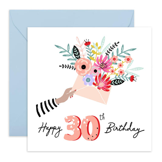 30th Birthday Card For Her - 30th Birthday Envelope - Wife Mum Mummy - Sister - Birthday Card - Bday Card - Happy Thirtieth Birthday Greeting Card Female Friends - Comes With Stickers By Central 23