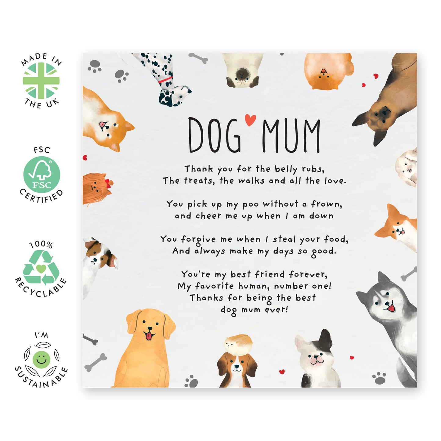 Birthday Card for Fur Mums - Dog Mum - Cute Thank You Cards For Her, Pet Lovers, Dog Owners, Women, Friends, Bestie, BFF, Wife, Girlfriend, Colleague, Sister - Mothers Day Card -Comes With Stickers