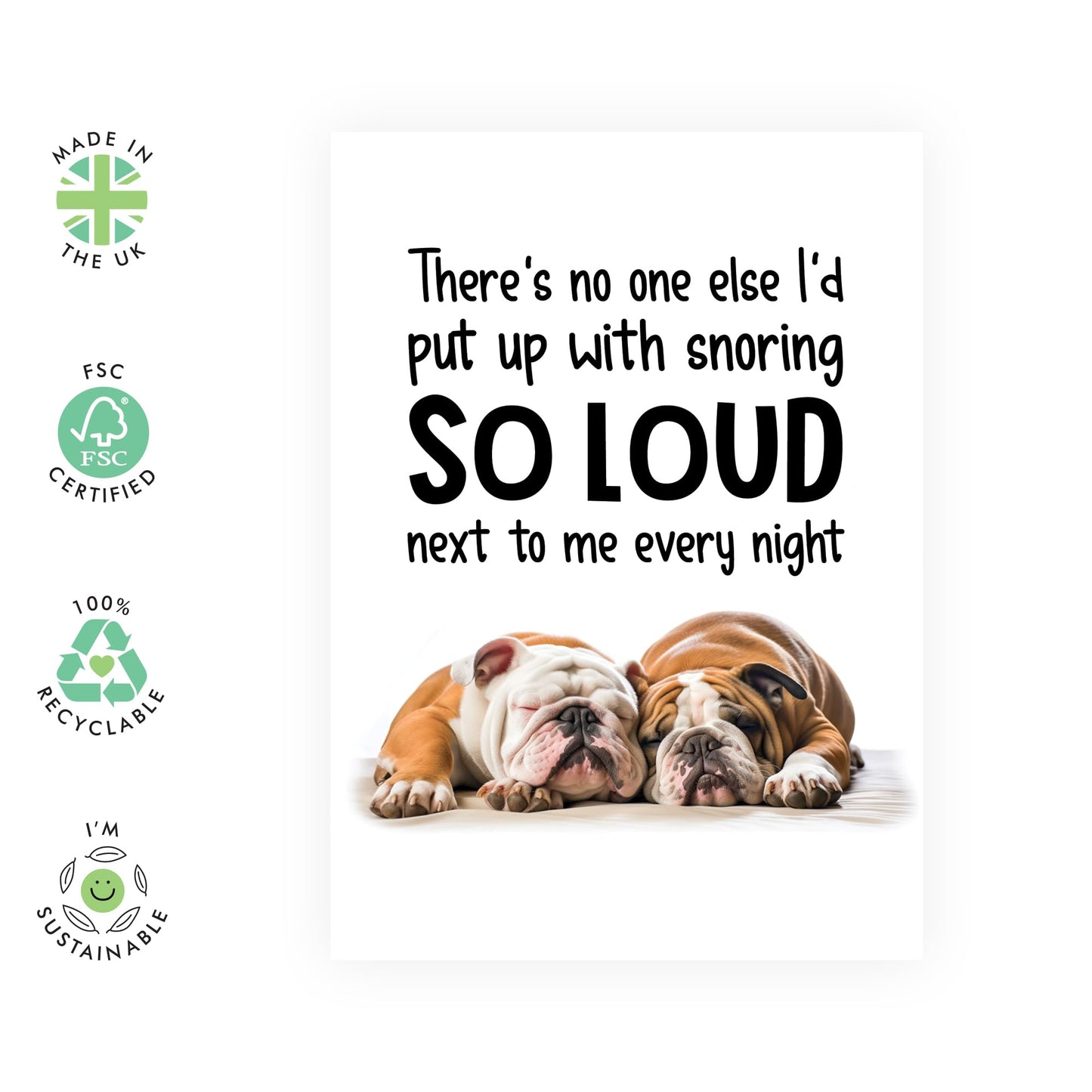 Valentines Day Card Girlfriend Boyfriend - No One Else I'd Put Up With Snoring Dogs - Anniversary Card Couple - Greeting Cards Fiance - Wife - Greeting Cards - Comes With Fun Stickers By Central 23