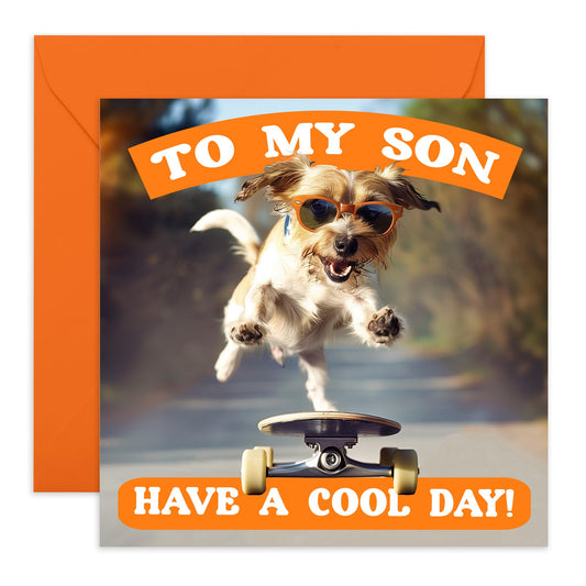 Birthday Greeting Card - 'TO MY SON COOL BIRTHDAY' - Perfect for Celebrating Your Son with a Fun Vibe - Ideal for Adding a Touch of Coolness to His Special Day - Comes With Stickers By Central 23