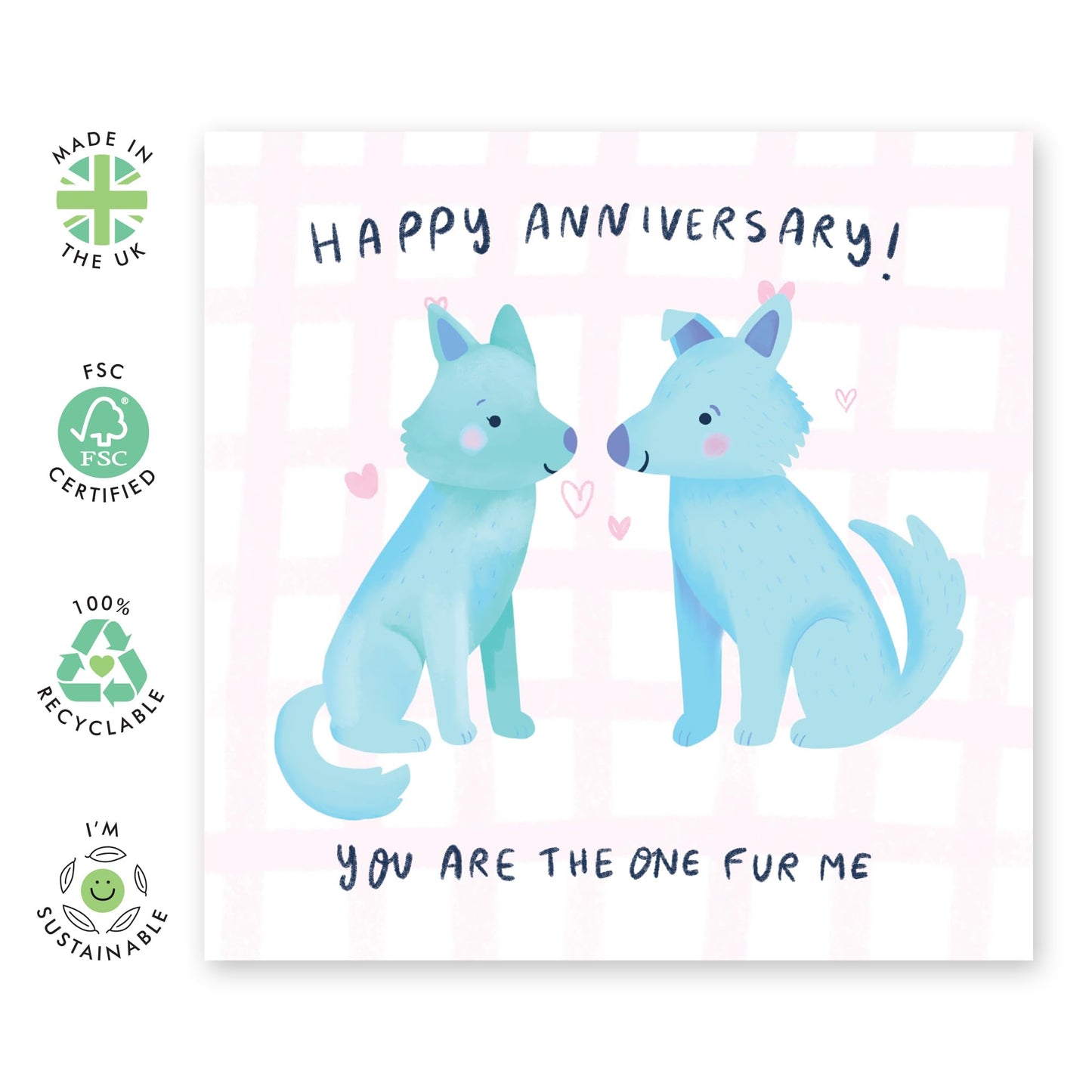 Anniversary Greeting Card - 'HAPPY ANNIVERSARY WOLVES' - Perfect for Celebrating with a Wild Romance - Ideal for Adding Bold Personal Touch to Your Special Day - Comes With Stickers By Central 23