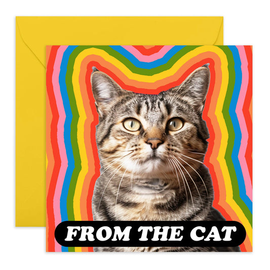 Cat Greeting Card - 'From The Cat' - Present for Bestfriends, Girlfriends, Coworkers, BFFs, Fur Mum, Cat Owners - Friends for Life - Comes with Fun Stickers