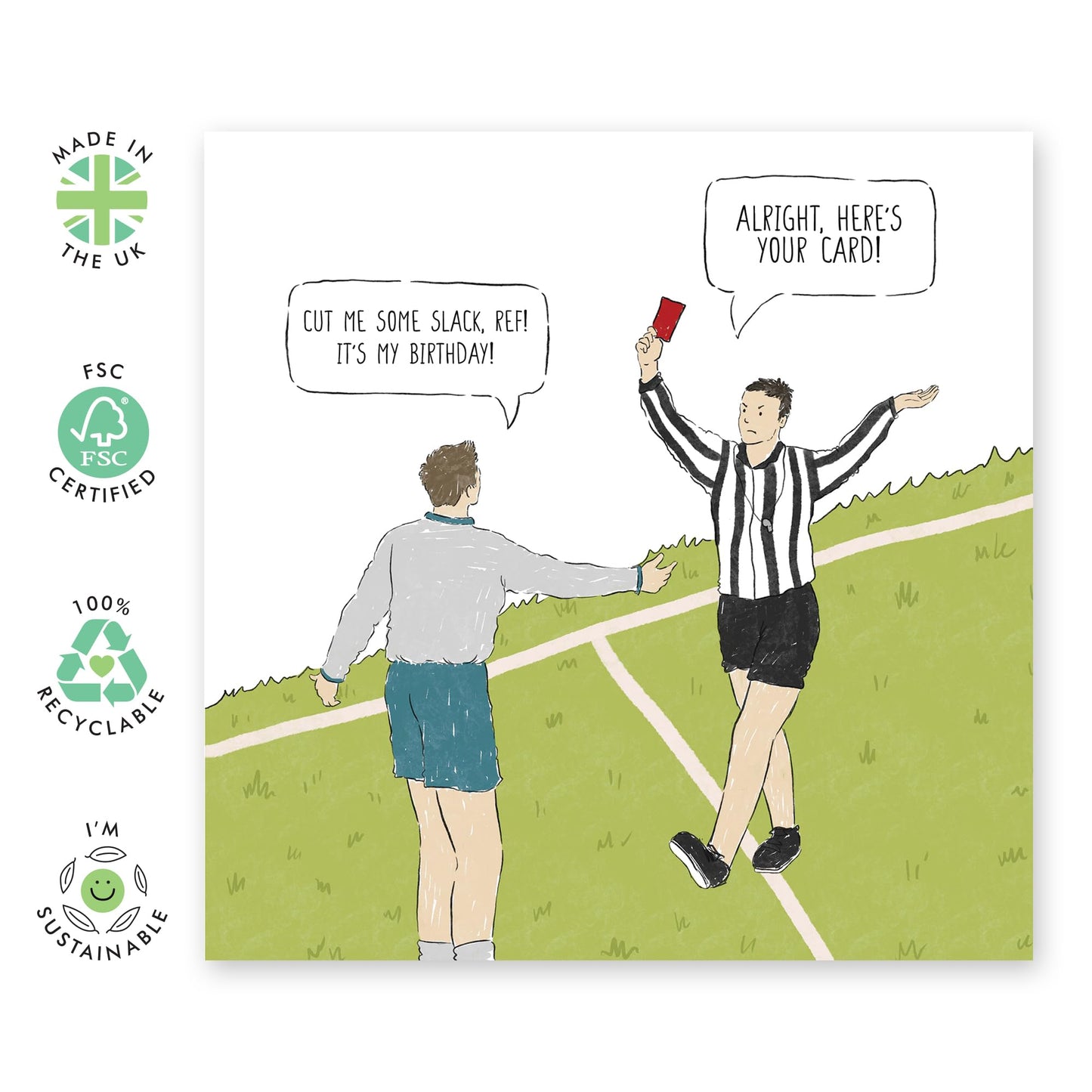 Football Violation Birthday Card - 'Football Ref Birthday' - Gifts for Friends, Buddies, Colleagues, Brother, Coworkers - Cutting Some Slack Literally - Comes with Fun Stickers