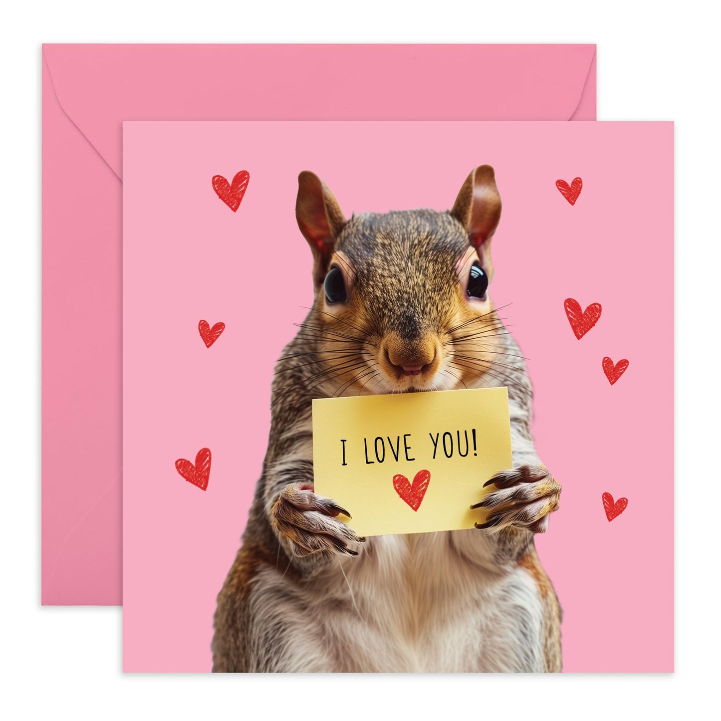 Anniversary Cards For Her - I Love You, Squirrel - Sweet Greetings For Wife Husband Girlfriend Boyfriend - Heartfelt Valentines For Kids Boys Girls Him Women Men - Comes With Cute Stickers