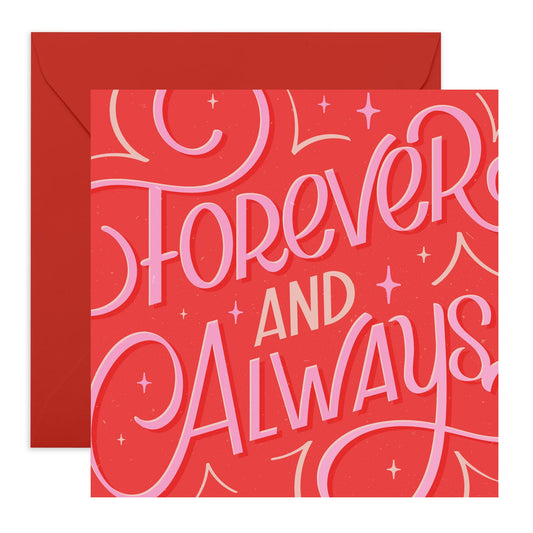 Anniversary Card - 'Forever' - For Boyfriend Girlfriend Wife Husband Fiance - Ideal for Anniversary Valentines or Just Because - Perfect Romantic Gift For Couples - Comes With Stickers By Central 23