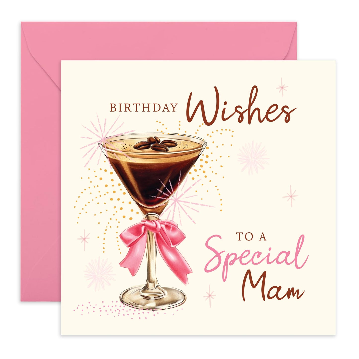 Best Wishes Birthday Card - 'Special Mam Birthday' - Presents for Mother, Mum, Mammy, Mama, Family from Children or Kids - Wine Glass - Comes with Fun Stickers