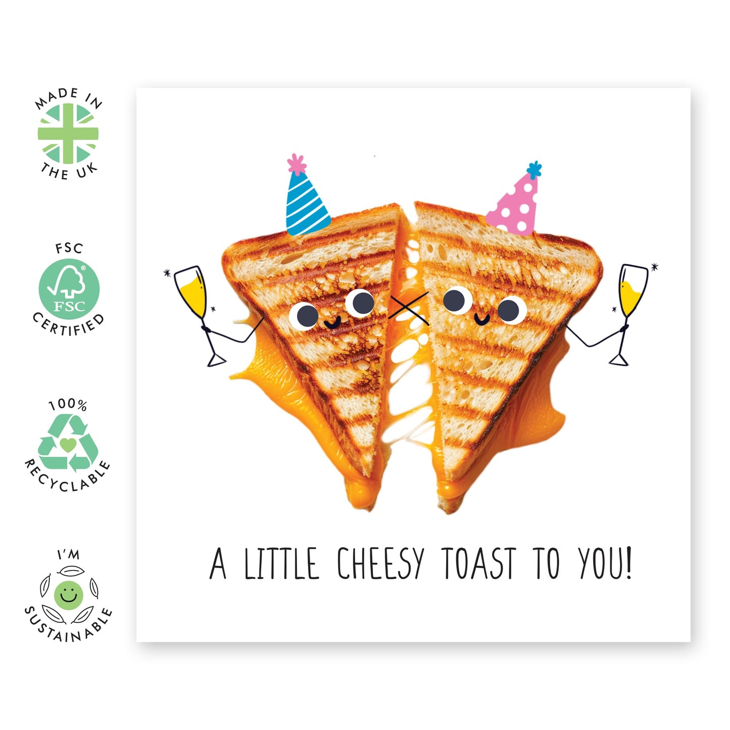 Anniversary Cards For Wife Husband - A Little Cheesy Toast To You - Funny Valentines Cards For Boyfriend Girlfriend - Wedding Anniversary Card For Couple - Comes With Stickers By Central 23