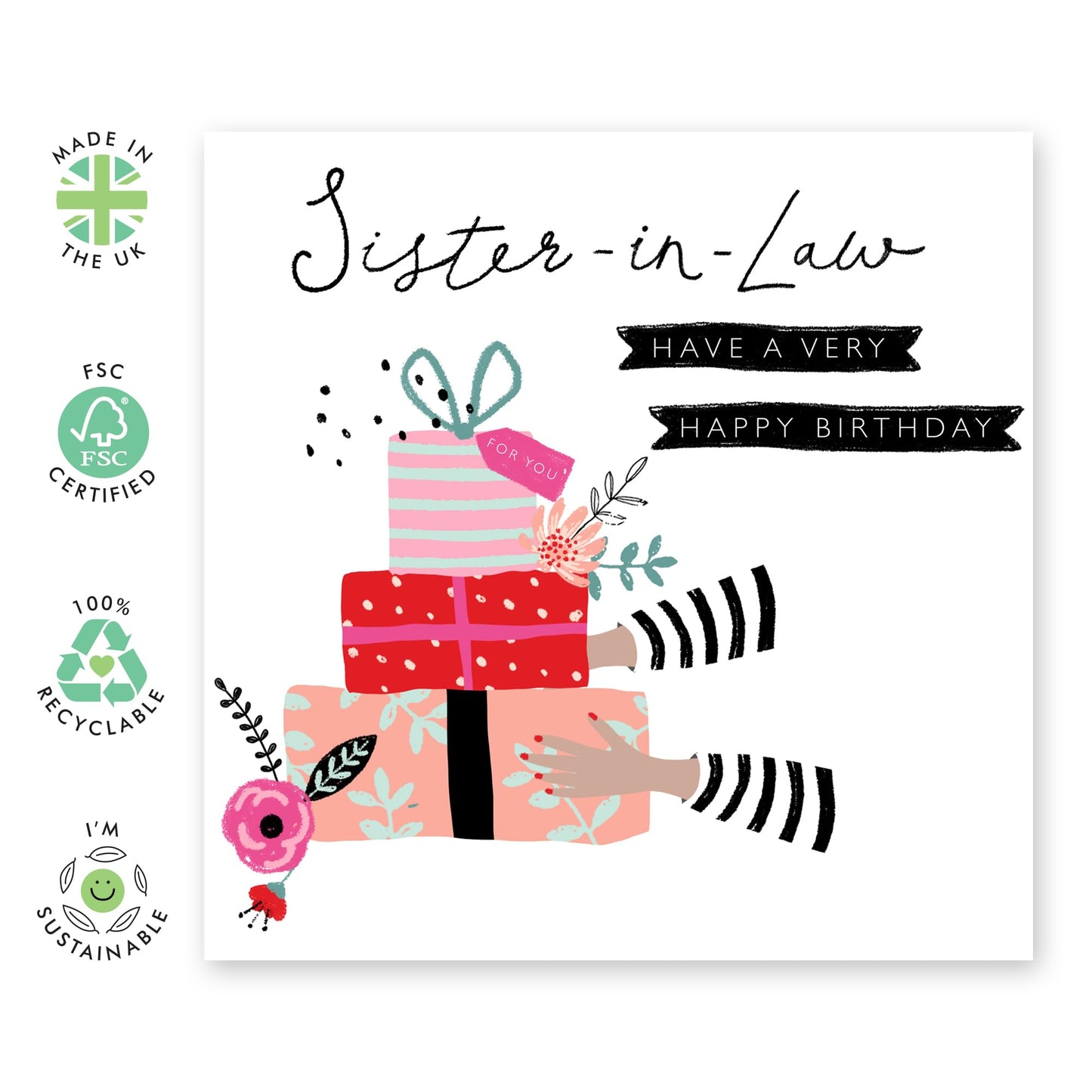 Birthday Cards For Sister In Law - Elegant Gifts Present - Sister In Law Birthday Cards For Her - Sweet Greeting Cards And Envelopes For Women - Comes With Stickers By Central 23