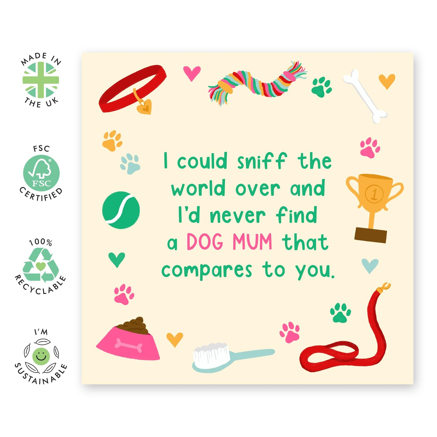 Mum Birthday Card For Dog Lovers - I'd Never Find A Dog Mum - Funny Greeting Cards For Fur Mama, Her, Sister, Wife, Girlfriend, Grandma, Women, Pet Owners - Mothers Day Gifts -Comes With Stickers