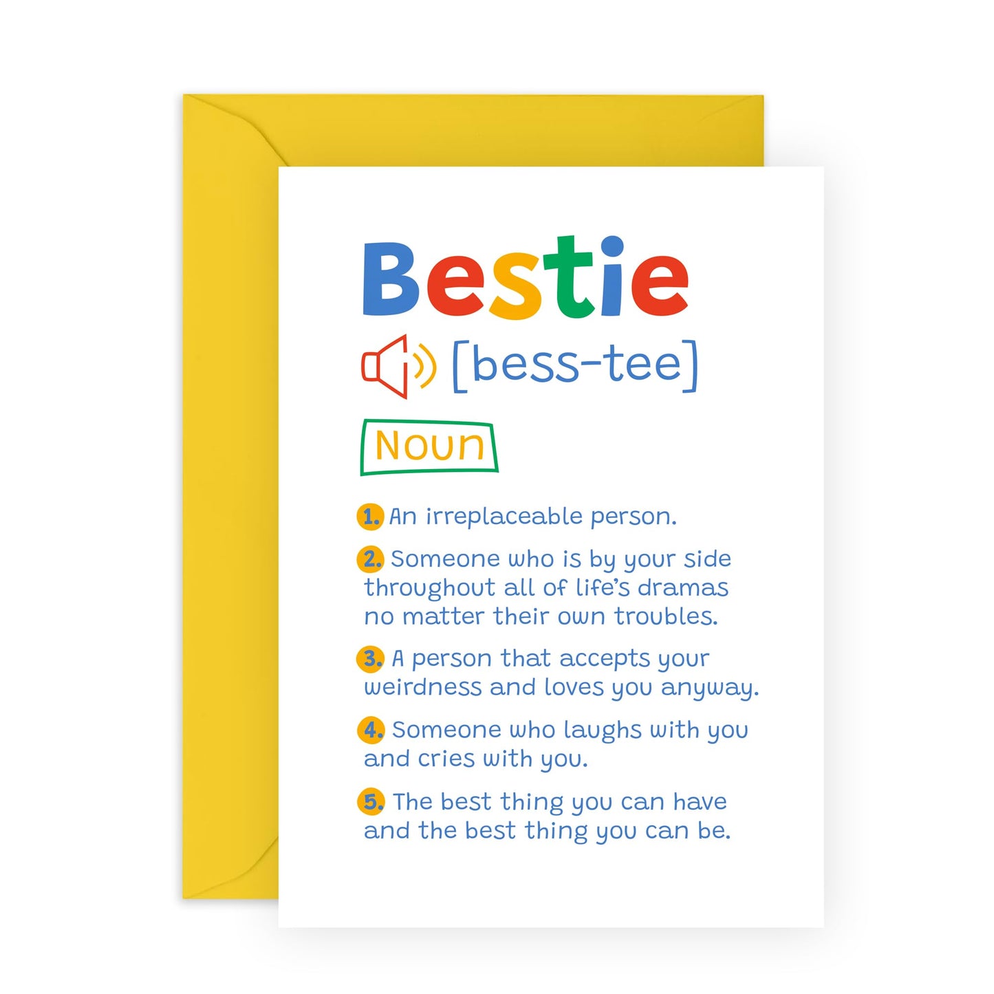 Bestie's Birthday Card- 'Bestie' - Gifts for Best Friend, BFF, Him, Her, Partner - Definition - Comes with Fun Stickers