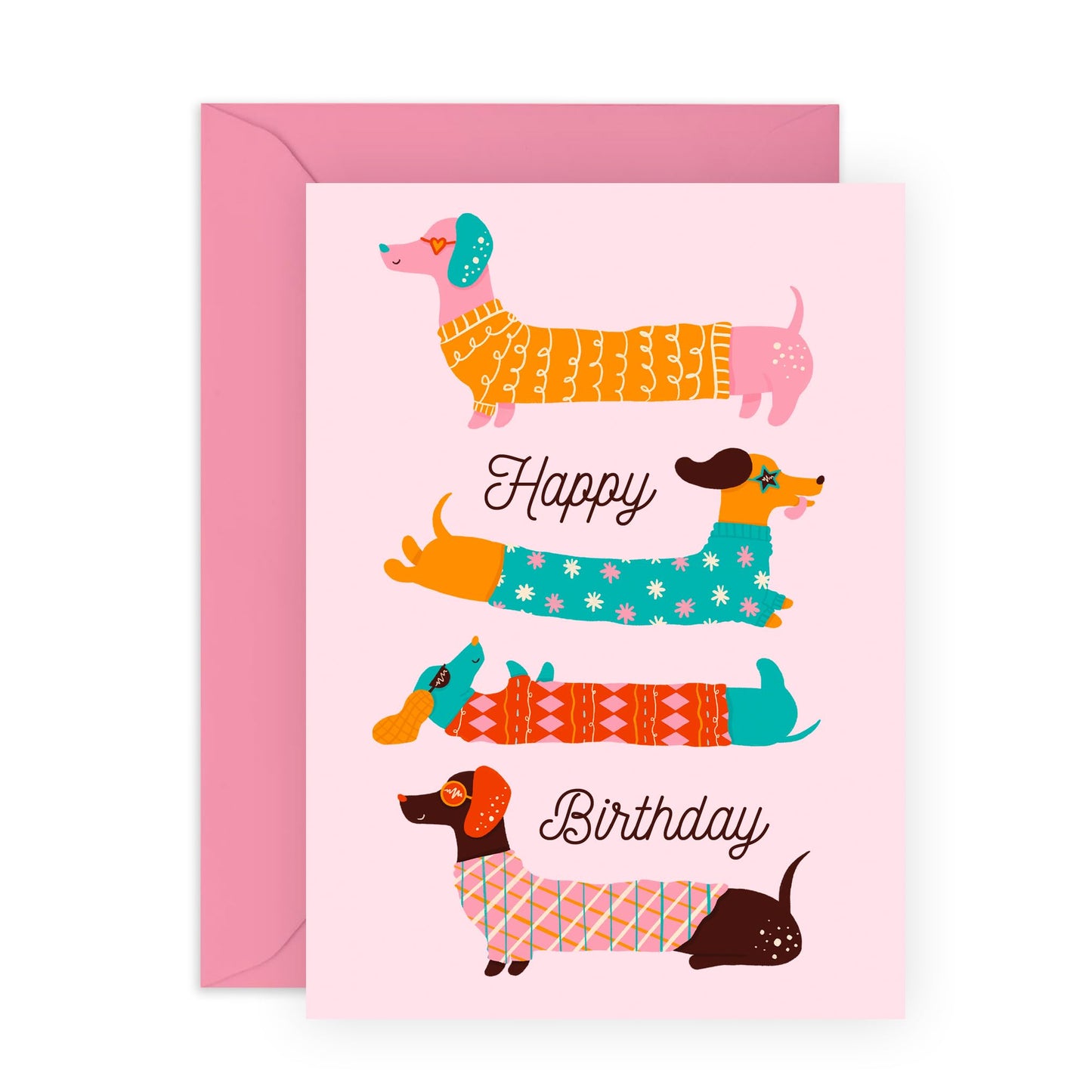 Happy Birthday Card From Dog - Funky Sausage Dog Birthday - Funny Sausage Dog Birthday Cards For Men And Women - Pet Owners - Comes With Stickers By