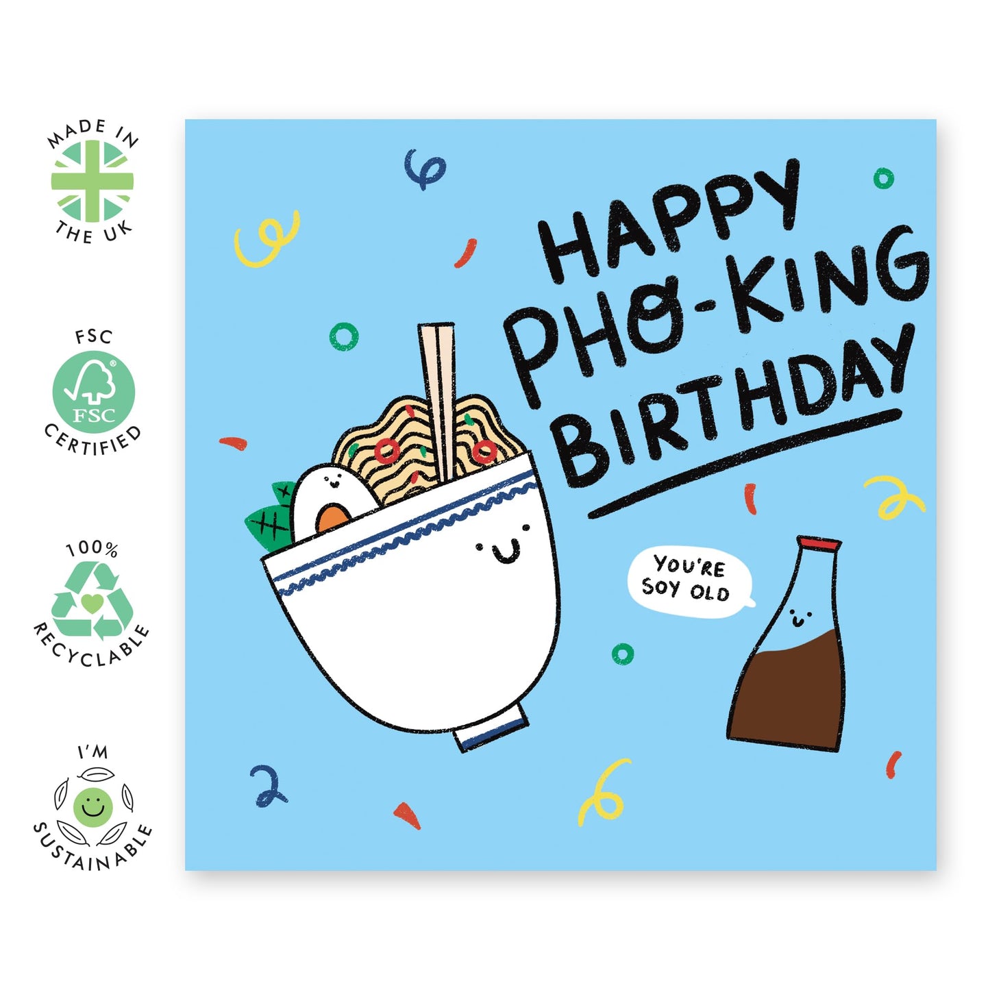 Funny Birthday Cards For Men And Women - Pho-king Bday - Asian Food Puns - Noodles - Humourous Greeting Cards For Friends Sister - Gifts For Him Her Mum Dad - Comes With Fun Stickers By Central 23