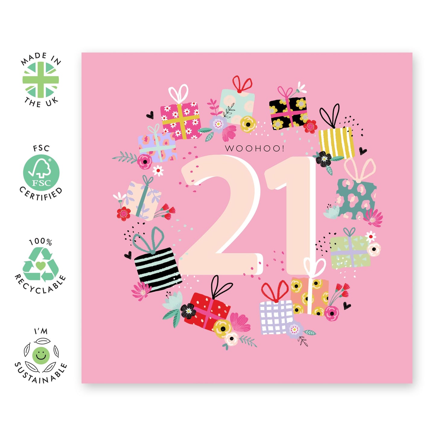 Floral Birthday Card For Her - Fabulous 21st Presents - Happy Twenty-first Birthday Card - Gifts For Daughter Niece - From Mum Dad - Happy 21st Birthday Cards - Comes With Fun Stickers By Central