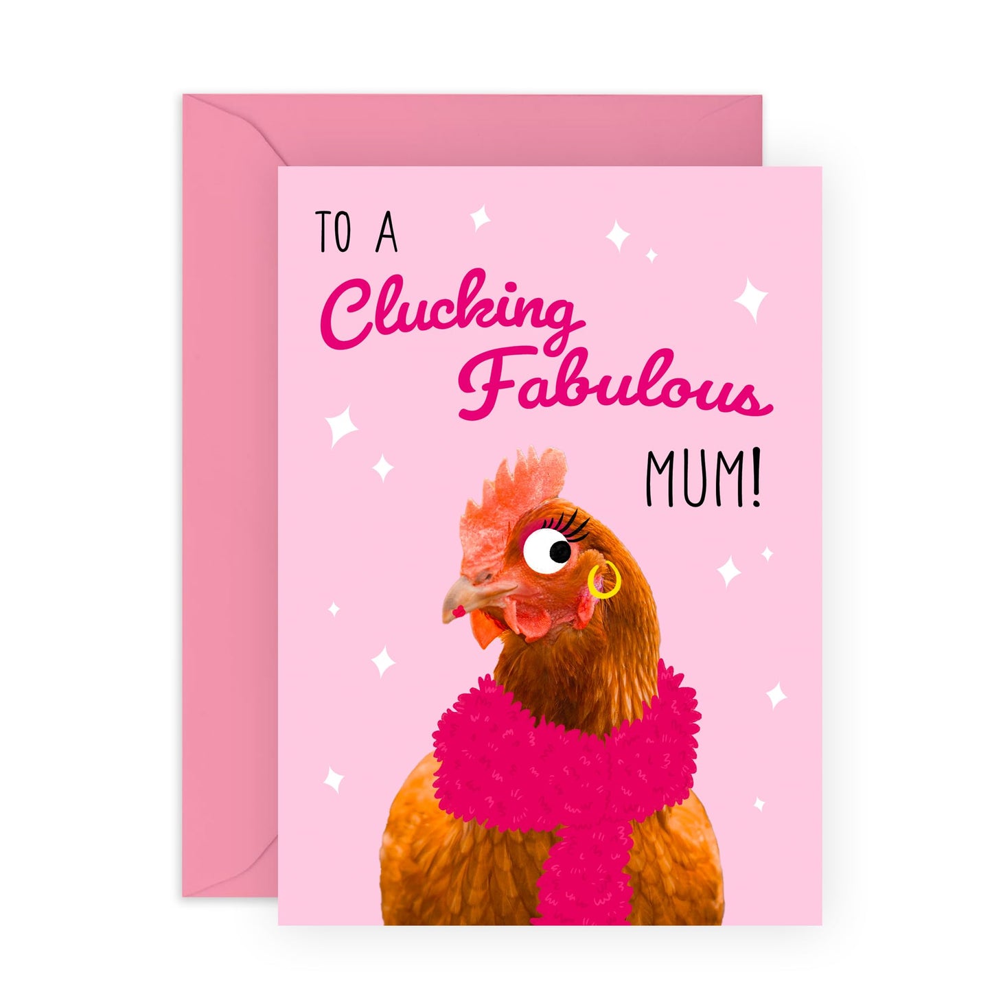 Fab Birthday Card for Mother - 'Fabulous Chicken Mum' - Gifts for Her, Women, Mama, Mummy - Earings & Scarf - Comes with Fun Stickers
