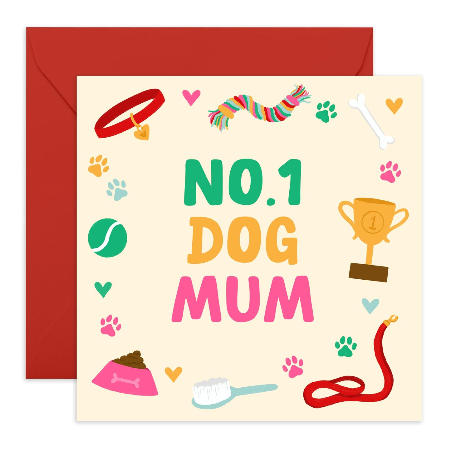 Dog Birthday Cards For Women - No.1 Dog Mum - Cute Birthday Card For Dog Lovers - Greeting Cards From Pet - Mothers Day Card - Gifts For Her - Comes With Stickers - By Central 23