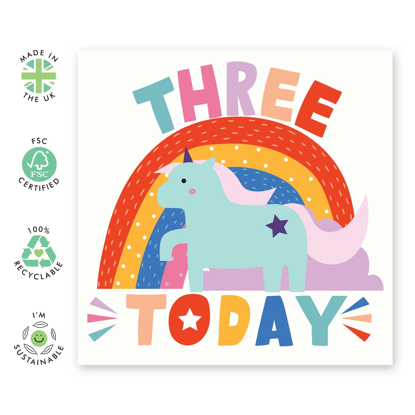 Happy Birthday Cards 3 Year Old - Childrens Unicorn Age 3 - 3rd Birthday Cards - Gifts For Daughter Niece Granddaughter Age Three - Cousin Unicorn Birthday Card - Comes With Stickers By Central 23