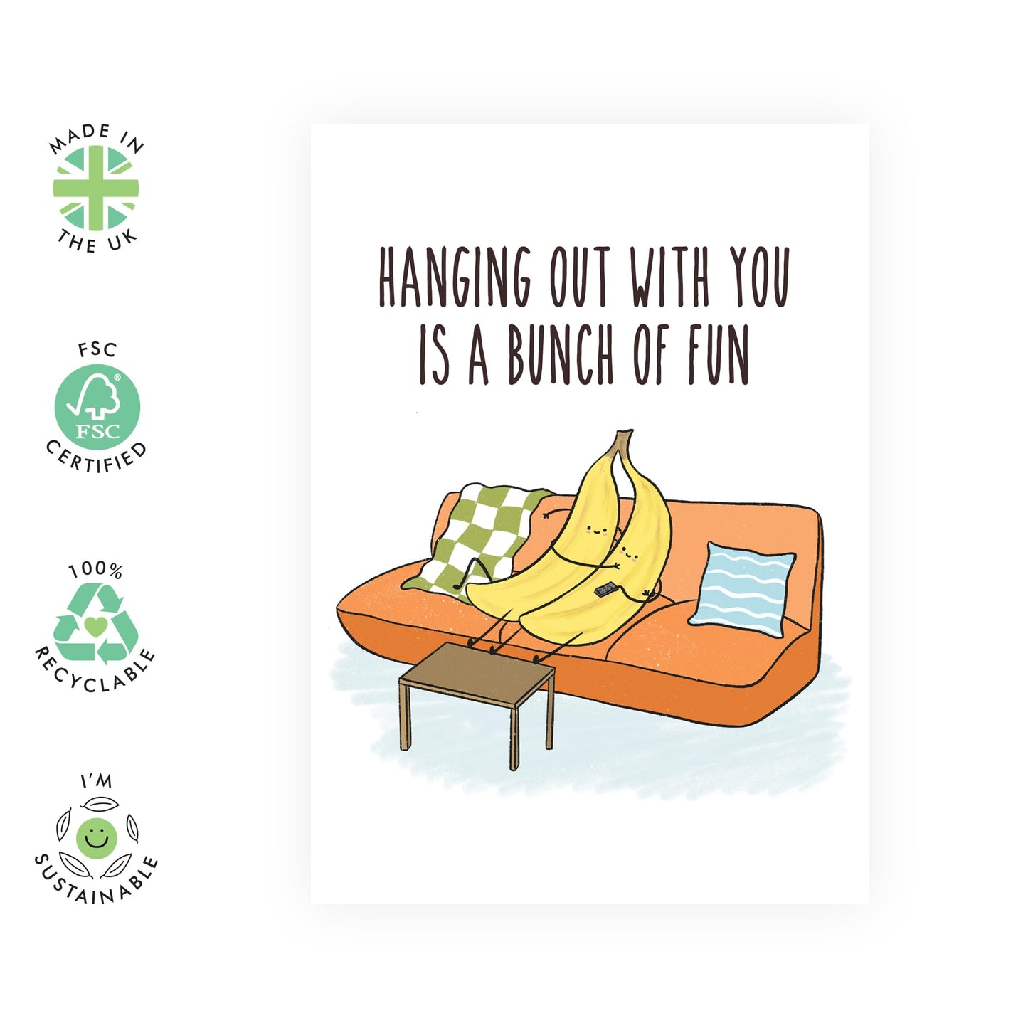 Valentines Cards For Him Her - Bunch Of Fun Bananas - Anniversary Card For Wife Husband - Sweet Greeting Cards For Mum Dad - Daddy Mummy - Boyfriend Girlfriend - Comes With Stickers - By Central 23