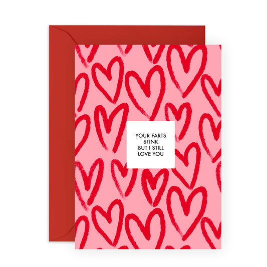 Funny Valentines Day Card - 'Your Farts Stink' - Gifts for Him, Her, Husband, Wife, Girlfriend, Boyfriend, Babe, Fiance - Against All Odds - Comes with Fun Stickers