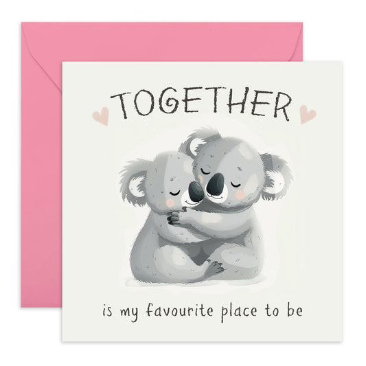 Valentines Day Card Girlfriend Boyfriend - Favourite Place Koalas - Anniversary Card Couple Fiance - Husband Wife Greeting Card - Love Cards For Him Her - Comes With Stickers By Central 23