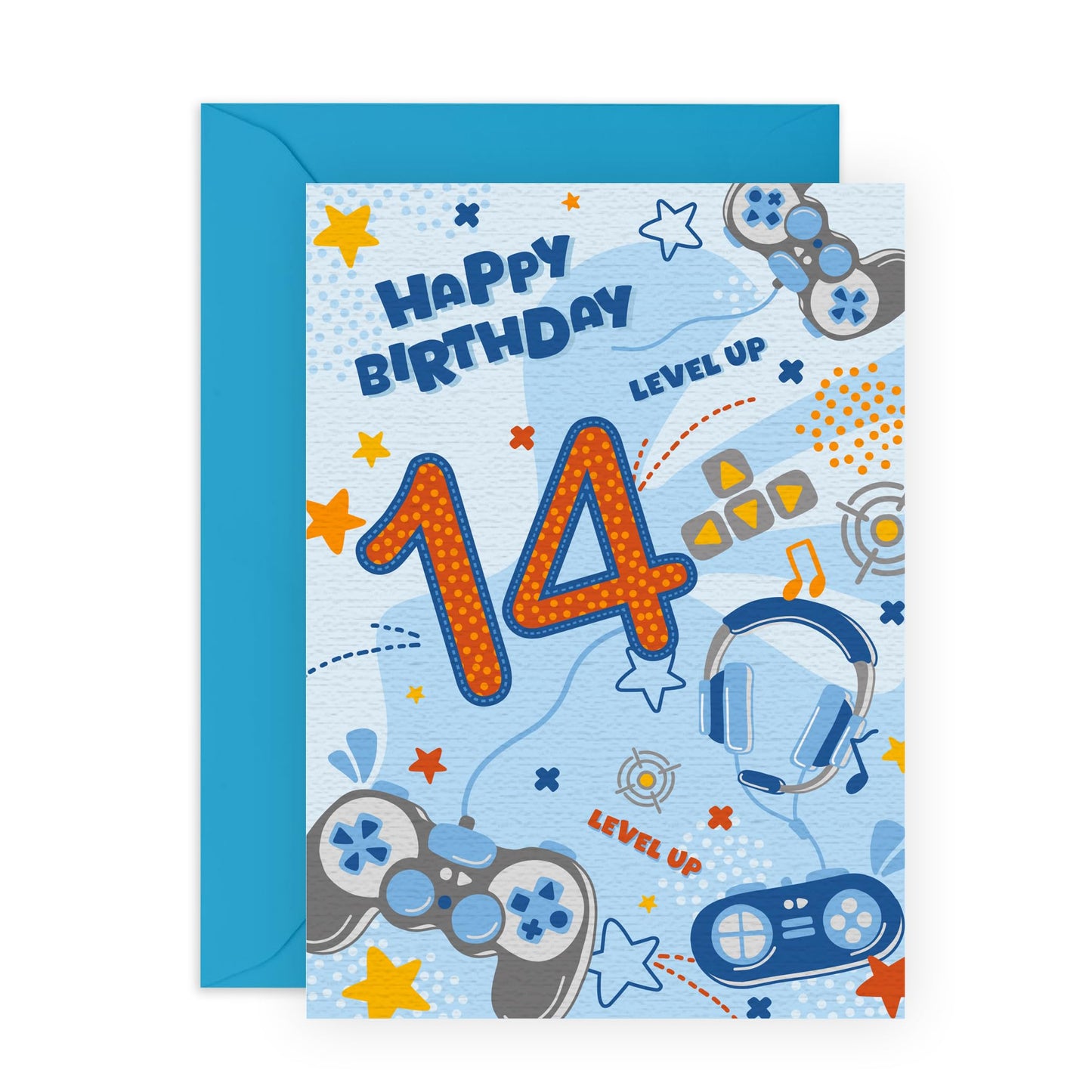 Gamer Birthday Card For 14th Birthday - Happy Fourteenth Birthday - Boys Birthday Card For 14 Year Old - Video Game - Gaming - Gifts For Teenagers Son Grandson - Comes With Stickers - By Central 23